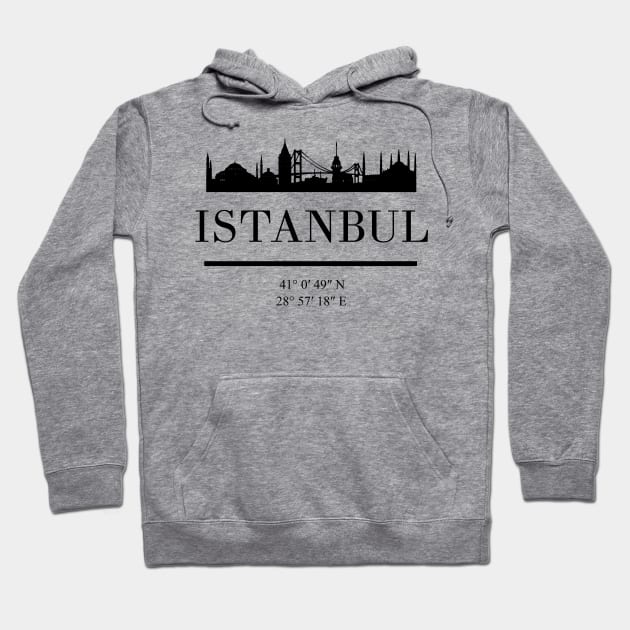 ISTANBUL TURKEY BLACK SILHOUETTE SKYLINE ART Hoodie by deificusArt